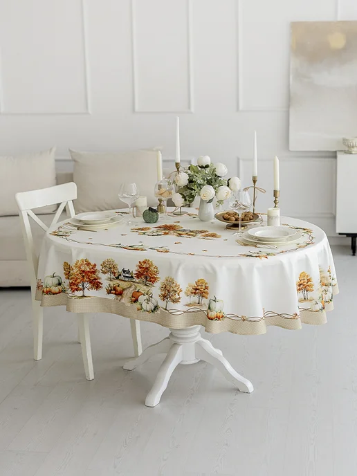Listelle collection Скатерть овальная 170х250 см водоотталкивающая, хлопок, 170x250 см, фото 2