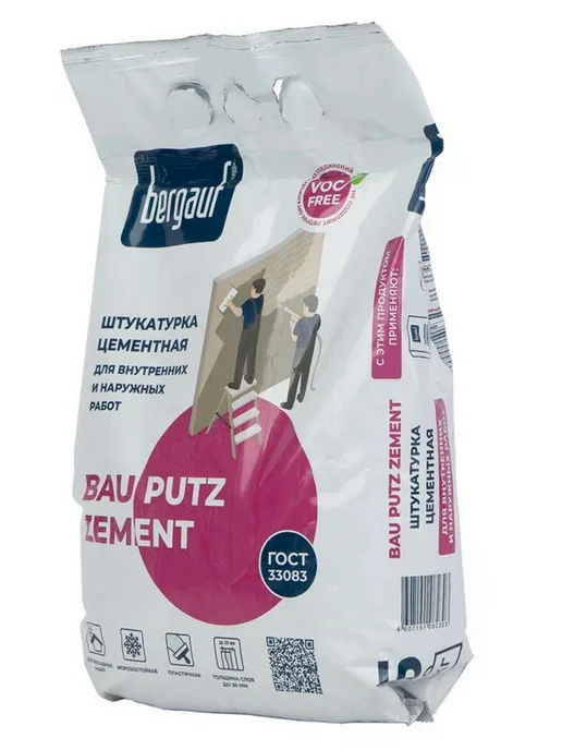 Строич Штукатурка Бергауф BAU PUTZ ZEMENT цементная (5 кг), 5 кг, фото 3