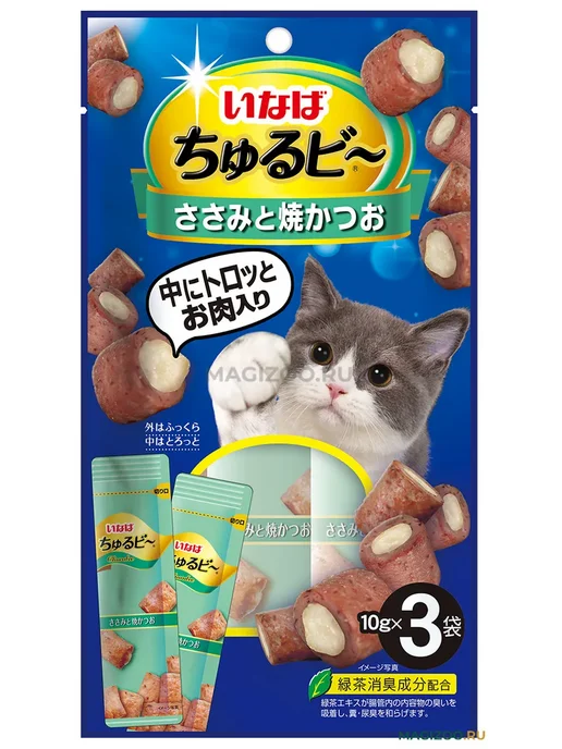 Inaba Лакомство для кошек, куриное филе и тунец Кацуо 30гр, 30 г, фото 5