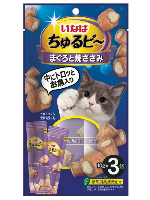 Inaba Лакомство для кошек, куриное филе и тунец Магуро 30гр, 30 г, фото 2