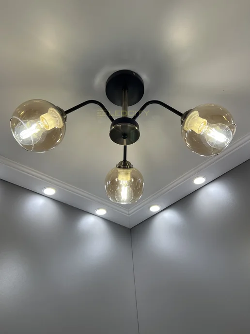 LEDCITY Люстра потолочная светодиодная на кухню в спальню для зала, черный, фото 2