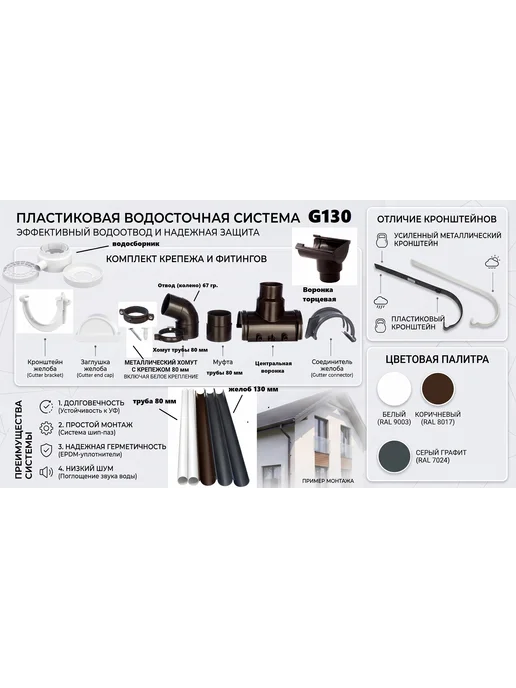 PROSELKOV Угол 135 градусов для желоба 130 мм коричневый 1 шт, 1 шт, фото 2