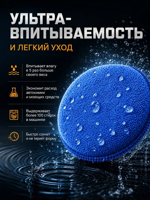 Губка аппликатор из микрофибры для авто и дома, 2 шт, 2 шт, фото 4