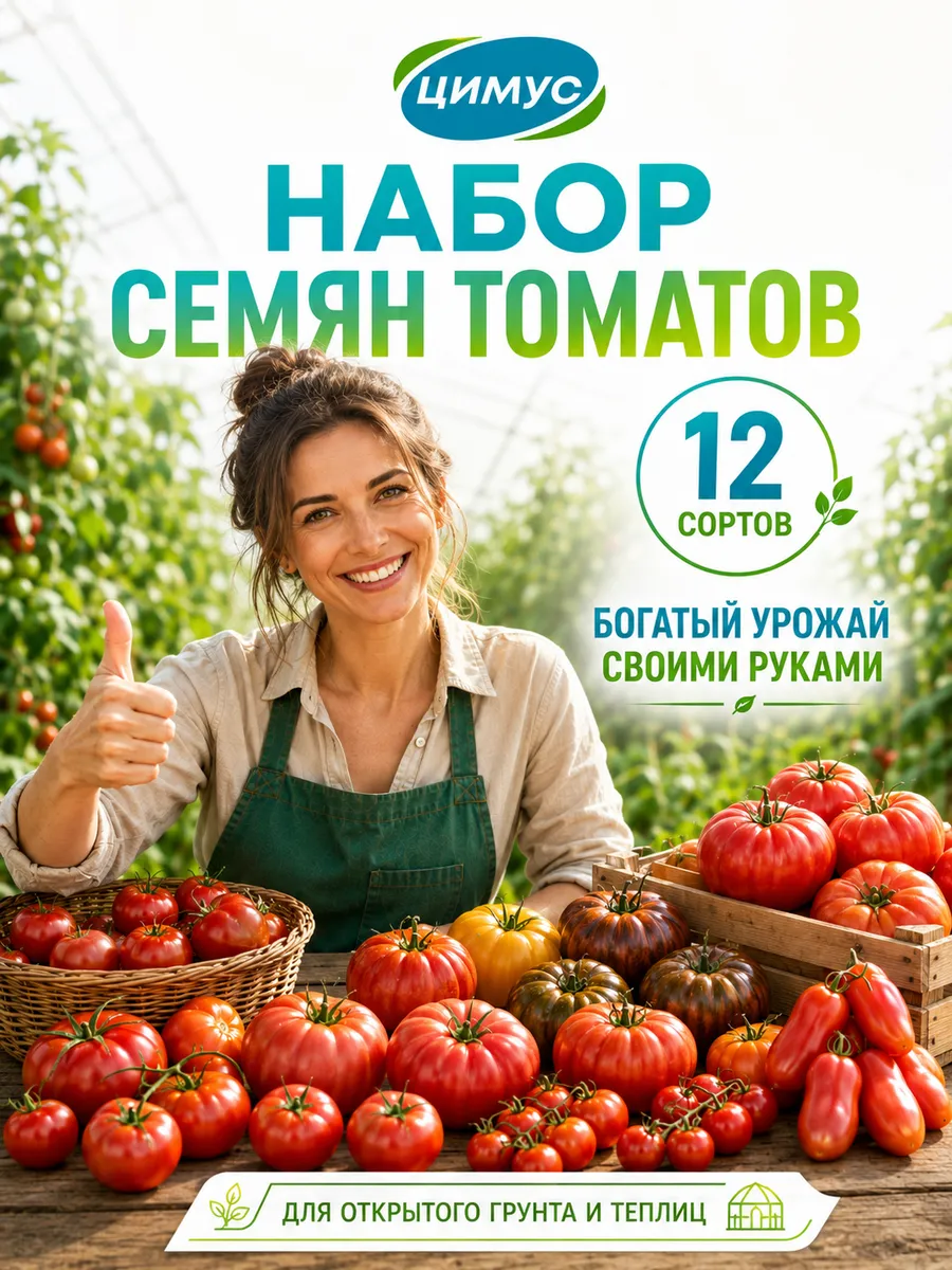 Набор семян томатов для открытого грунта и теплицы 12 сортов