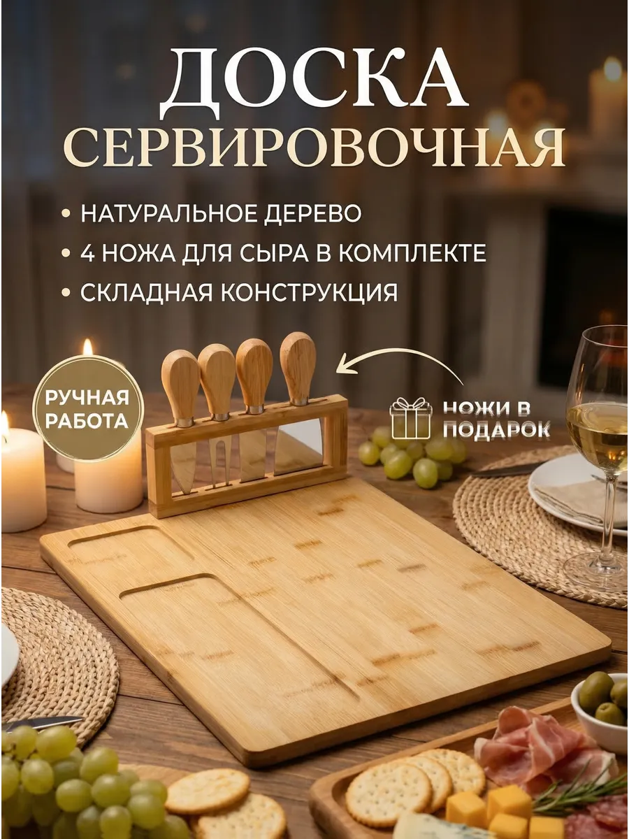 Доска сервировочная деревянная менажница