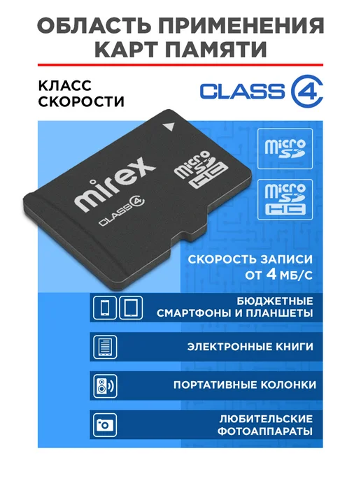 Mirex Карта памяти microSD 2 GB class 4, 2 ГБ, фото 2