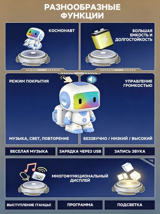 Relengor Радиоуправляемый робот светодиодные глаза демо, синий, фото 2