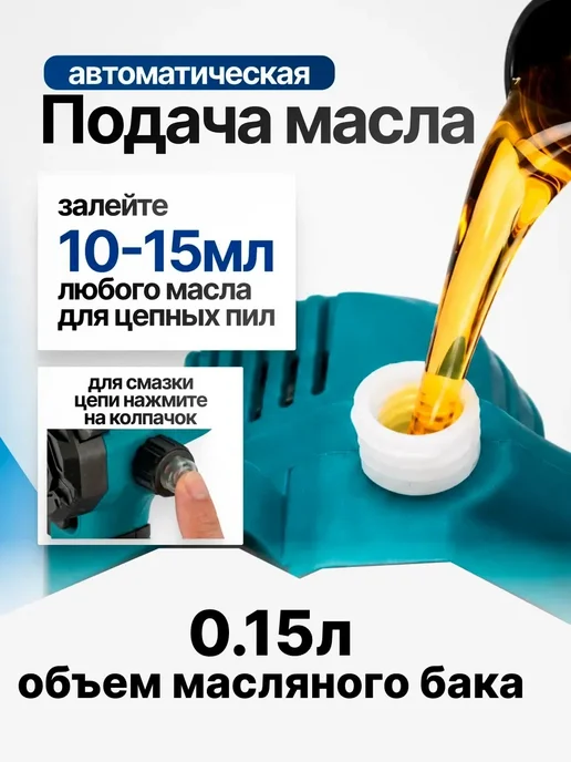 MeTools Пила аккумуляторная садовая цепная электропила 8+6 дюймов, синий, фото 8