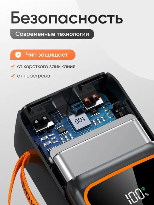 CINOTECH Внешний аккумулятор (повербанк) с быстрой зарядкой, черный, фото 5