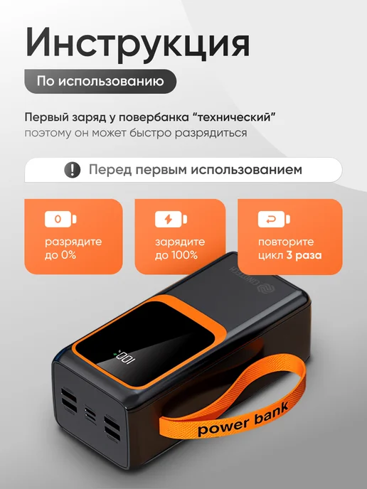 CINOTECH Внешний аккумулятор (повербанк) с быстрой зарядкой, черный, фото 7