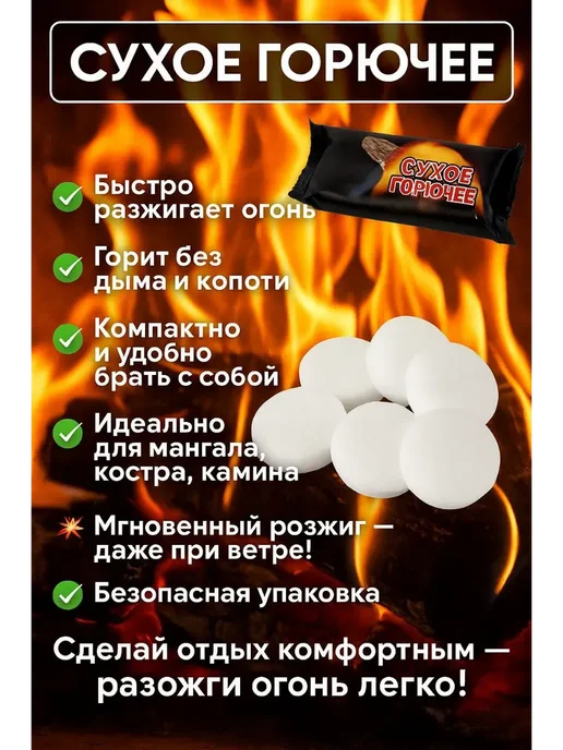 В 3 Сухое горючее таблетки для розжига, вариант, фото 2