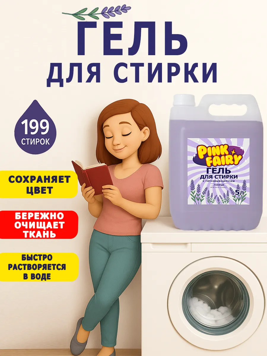Гель для стирки Pink Fairy 5л лаванда