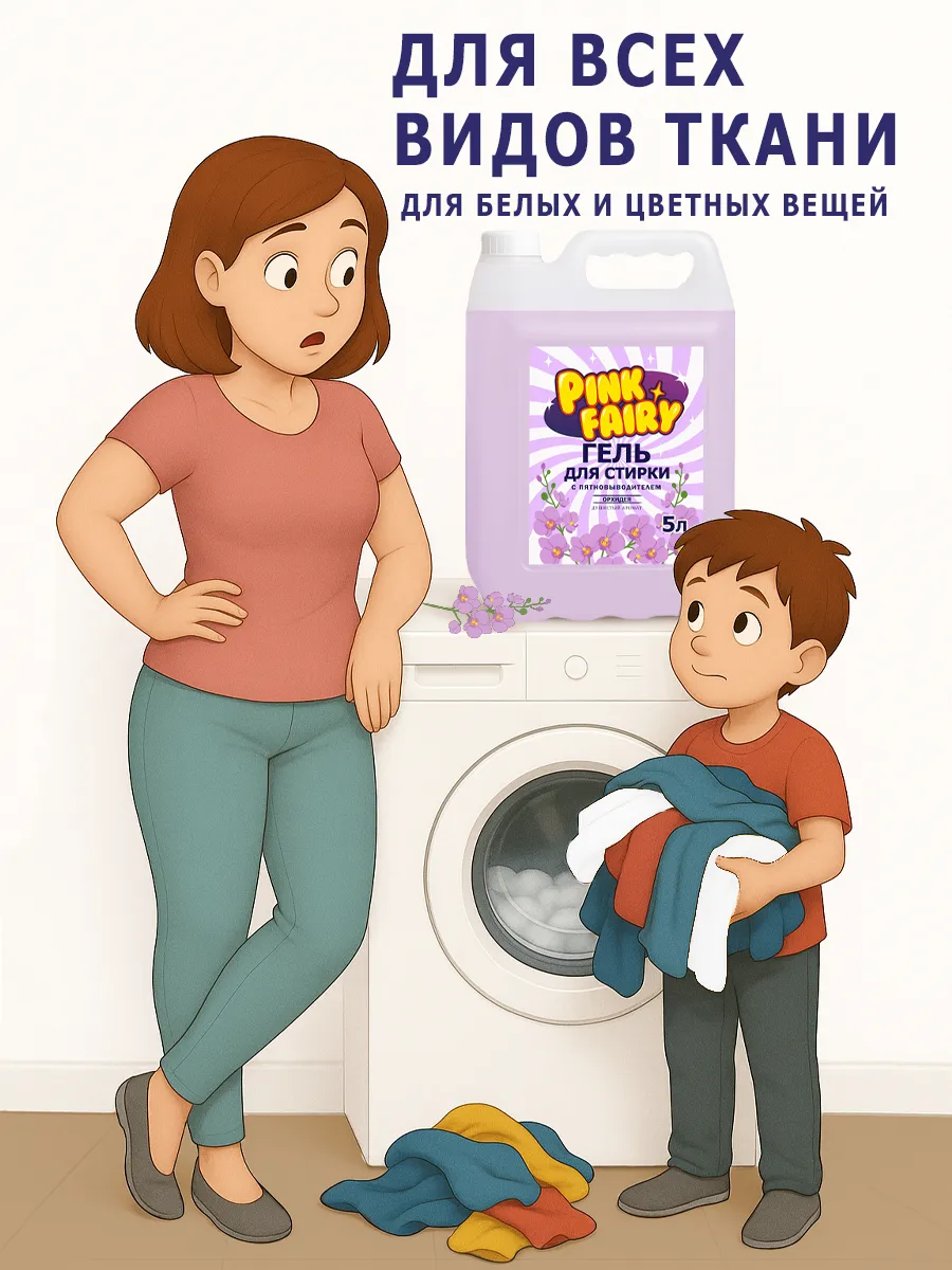 Гель для стирки Pink Fairy 5л орхидея фото 2