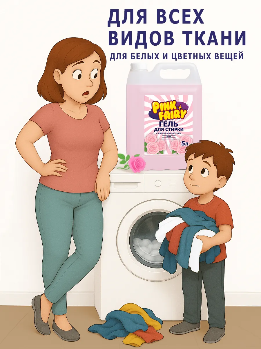 Гель для стирки Pink Fairy 5л роза фото 2