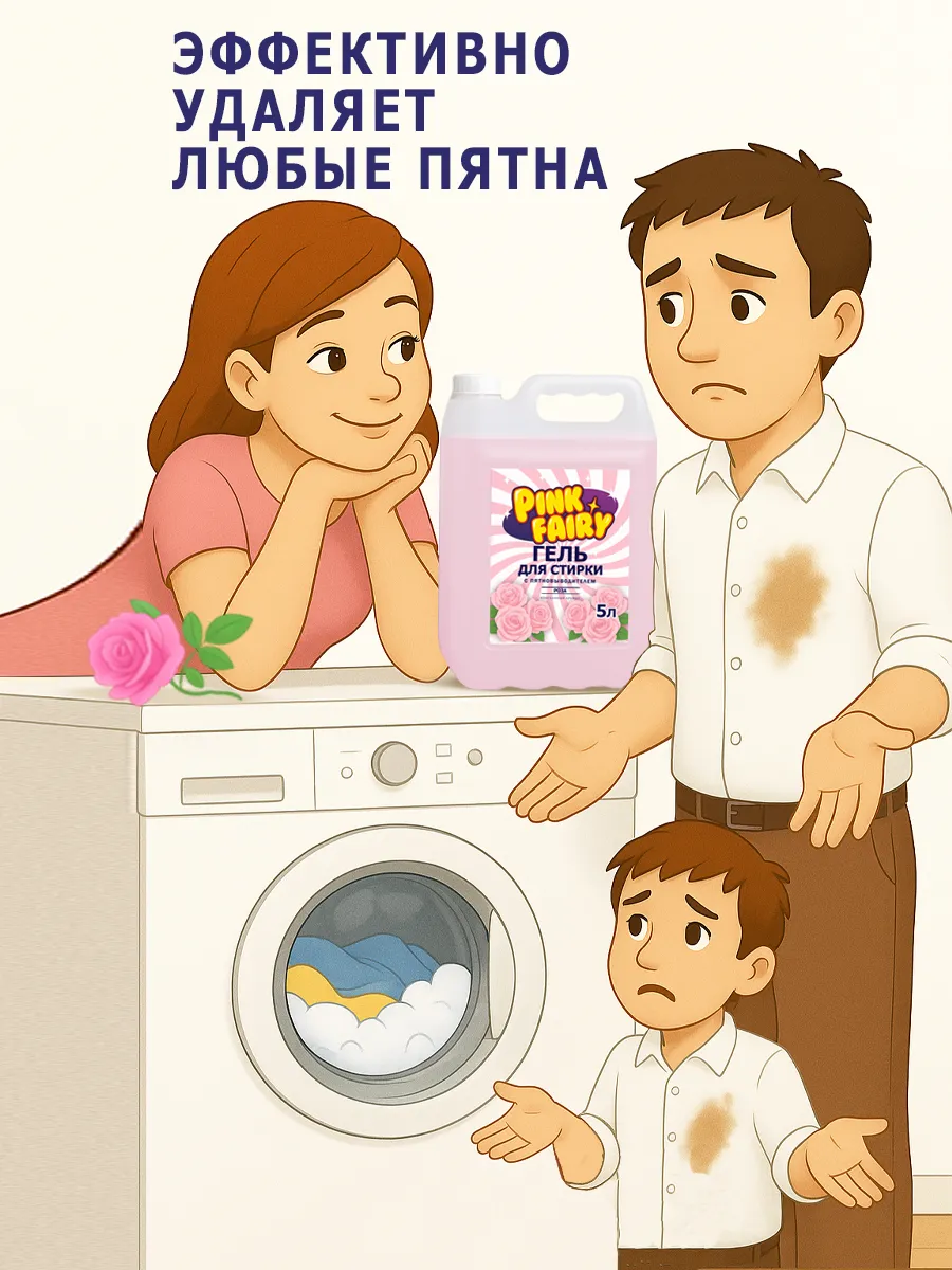 Гель для стирки Pink Fairy 5л роза фото 3