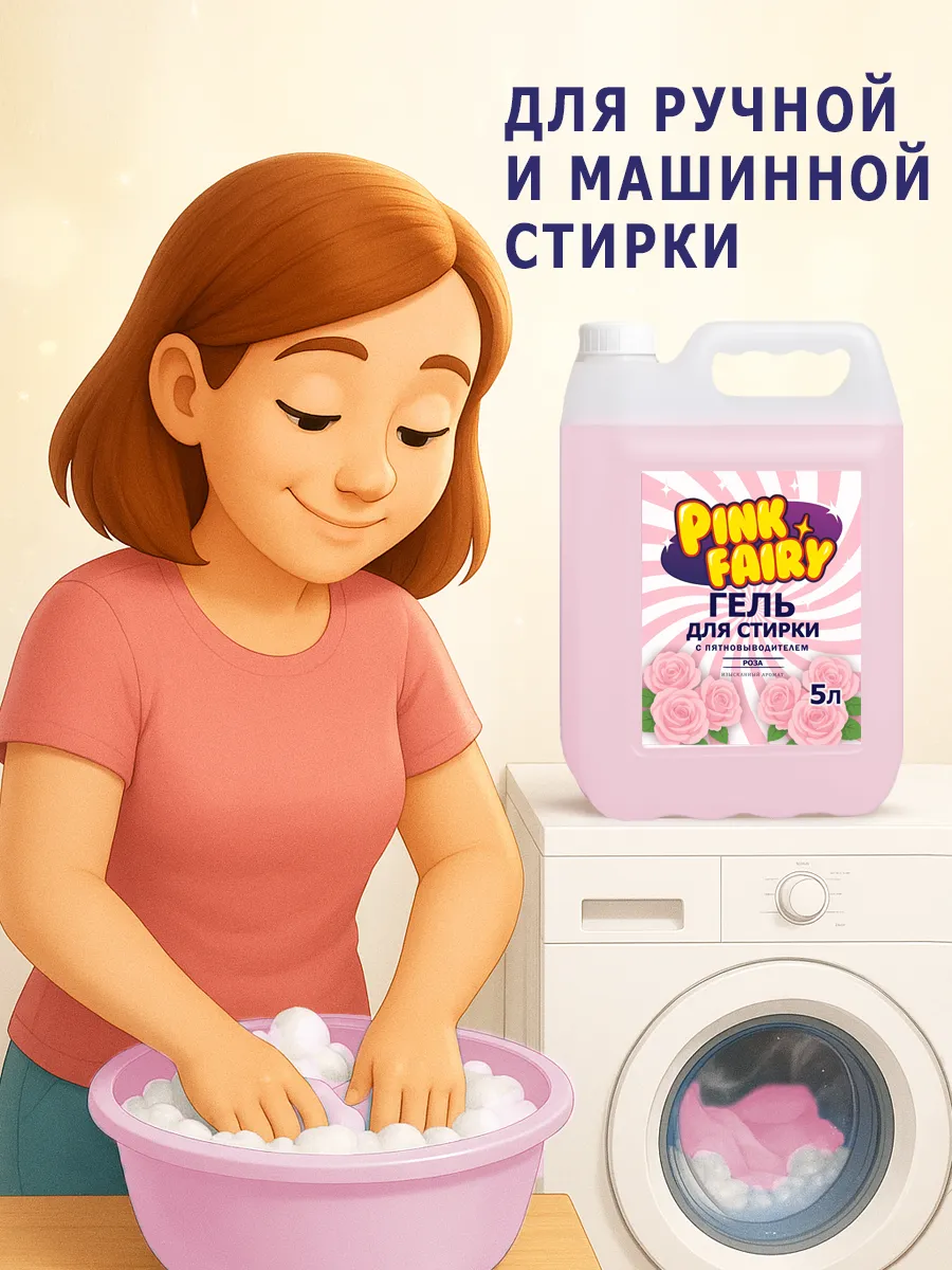 Гель для стирки Pink Fairy 5л роза фото 4