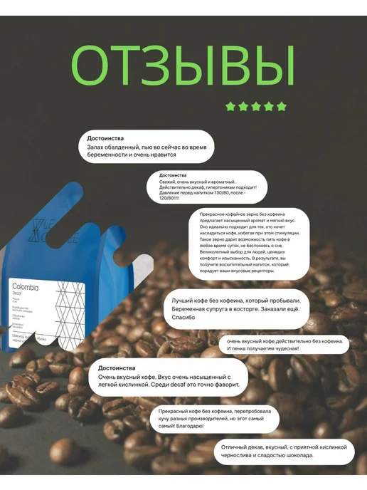 Lemnis Coffee Кофе без кофеина в зернах Колумбия Декаф 250 г, 250 г, фото 2