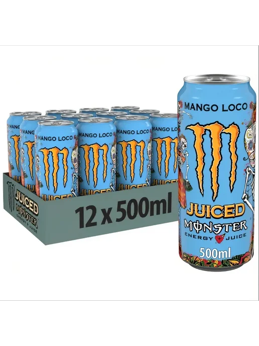 Monster Energy Ireland Энергетик Монстр Mango Loco 0,5л. 12шт, 0,5 л, 12 шт, фото 4