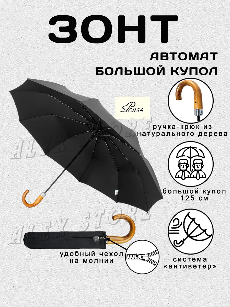 Зонт-автомат "антиветер" большой купол