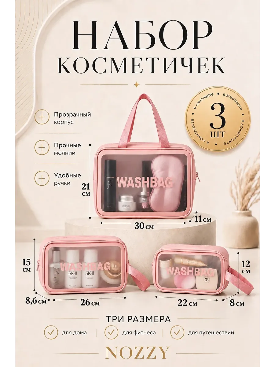 Косметичка дорожная большая для косметики