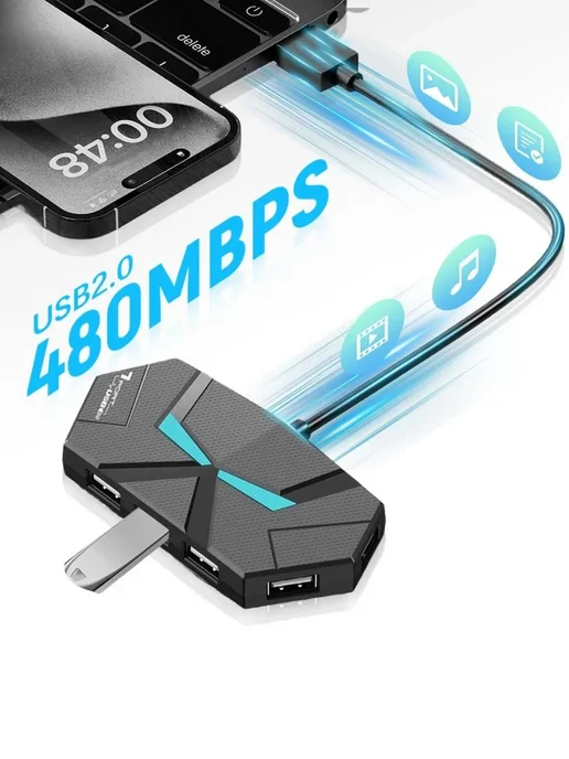 MRM-POWER 3.0 Usb 7-порт.ХАБ, разветвитель HUB стильный 1,2м LED, 1,2 м, фото 2