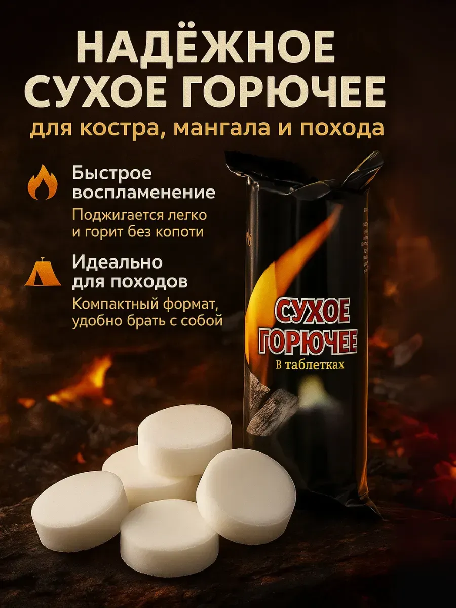 Сухое горючее в таблетках для костра походов мангала