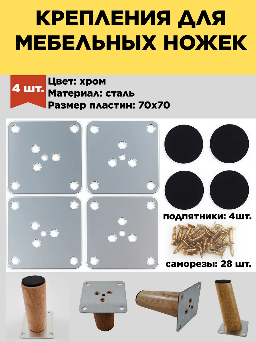 Крепления для деревянных мебельных ножек