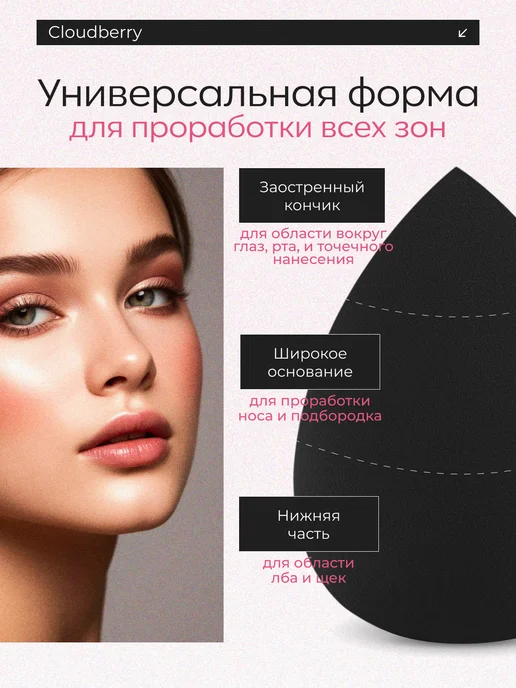 Cloud-berry Спонжик для макияжа в футляре, черный, фото 2