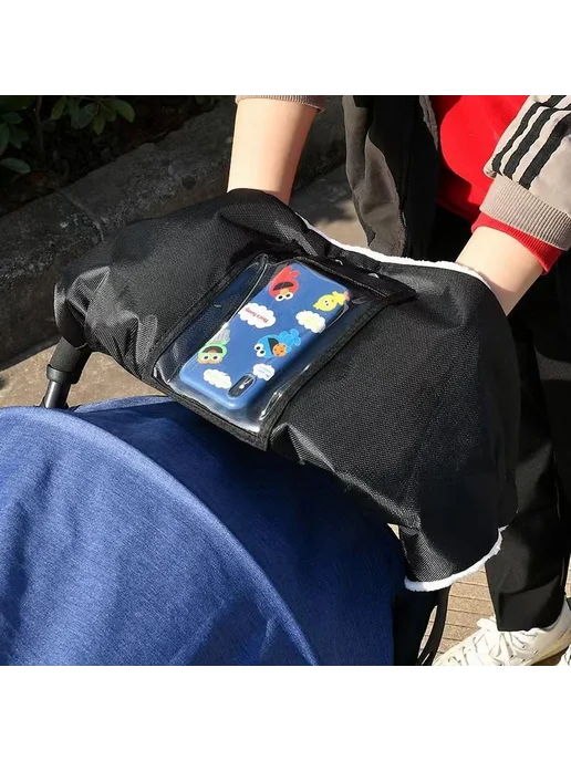 Муфта для рук на коляску санки, Овчина, Темно-зеленый R49I, зеленый, фото 2