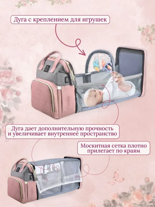 Рюкзак для мамы трансформер с люлькой Синий, синий, фото 7