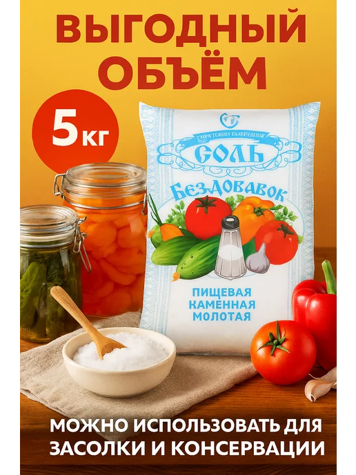 Тыретский солерудник Соль пищевая молотая для засолки, 5 шт, фото 2