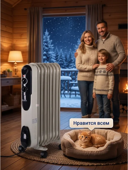 РЕСАНТА Обогреватель масляный для дома напольный ОМПТ-7А, черный, фото 7