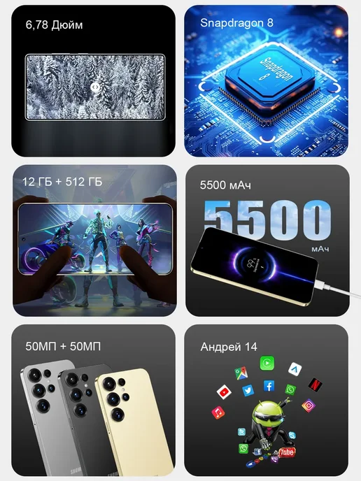 Смартфон showji 14ultra Amoled 8 12/512 ГБ, серый, фото 8