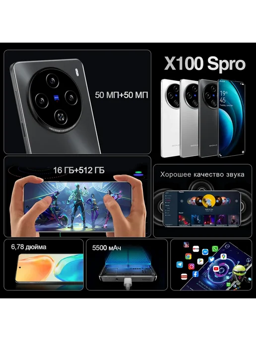 Смартфон showji X100 16/512 ГБ, черный, фото 6
