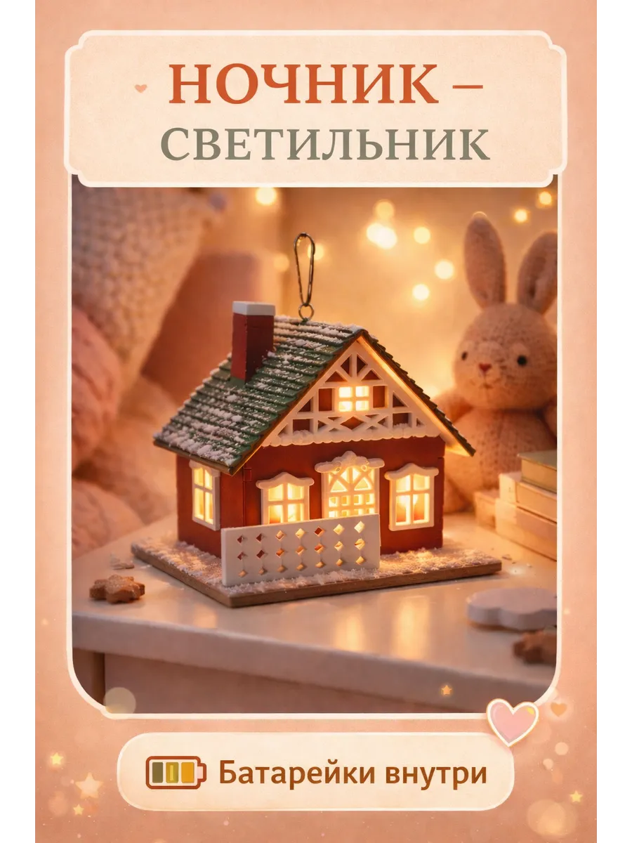 Новогодний декоративный домик с подсветкой