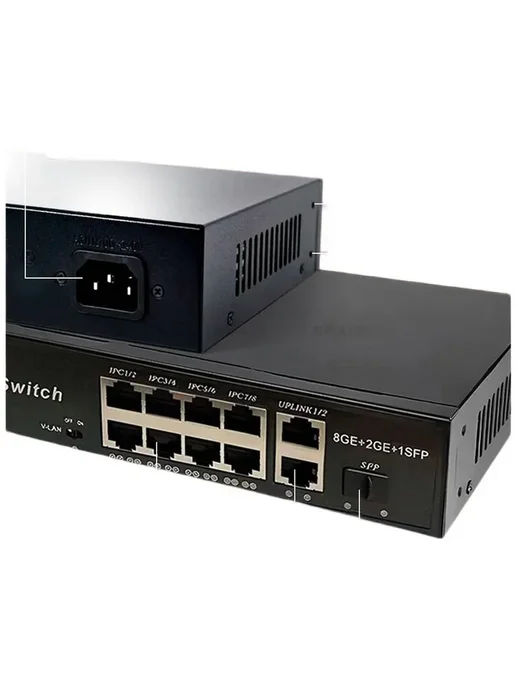 YouSaleHub PoE Коммутатор 8 портовый (8 PoE+2 Uplink 1Gigabit+1SFP), вариант, фото 5