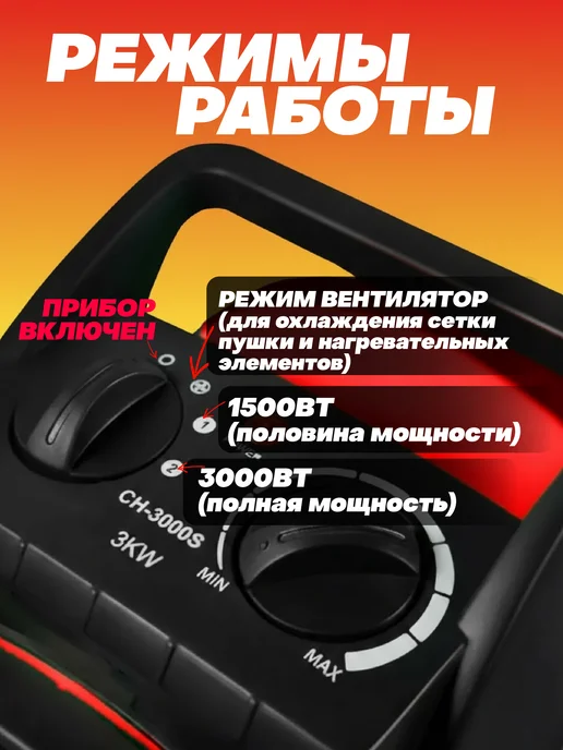 Пушка тепловая электрическая, красный, фото 2