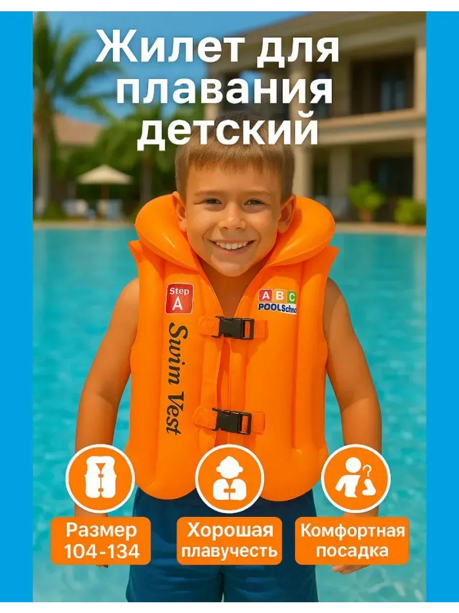 Детский жилет для плавания спасательный на пляж