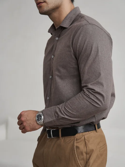 D&U mens Рубашка с длинным рукавом кашемир, коричневый, фото 5