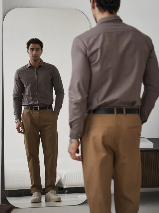 D&U mens Рубашка с длинным рукавом кашемир, коричневый, фото 7
