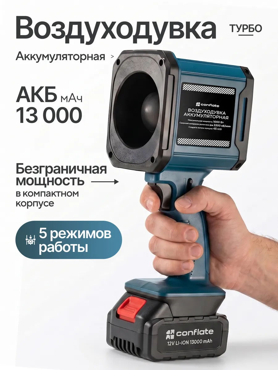 Воздуходувка аккумуляторная мощная для мангала, авто