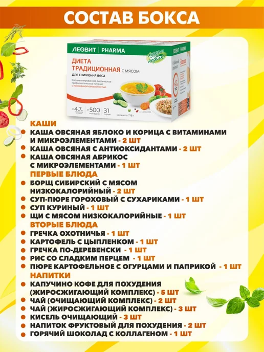 ЛЕОВИТ Оригинал Диета Худеем за неделю набор для похудения, вариант, фото 8