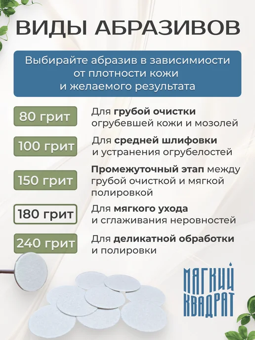 Мягкий Квадрат Сменные файлы для педикюра на вспененной основе M 180грит, вариант, фото 5