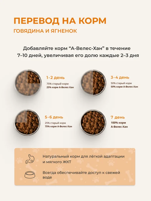 Сухой корм А-ВЕЛЕС-ХАН для собак, говядина, ягненок, 2,1 кг, фото 6