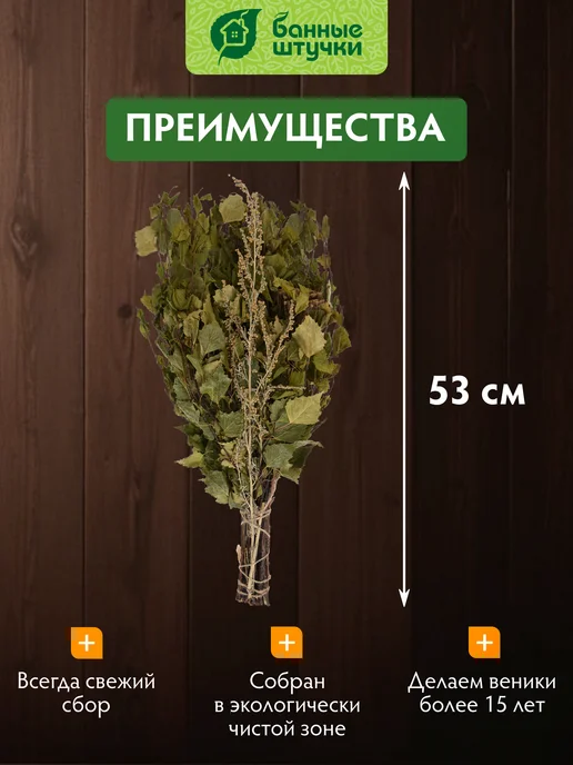 Банные Штучки Веник для бани и сауны березовый с полынью, вариант, фото 5