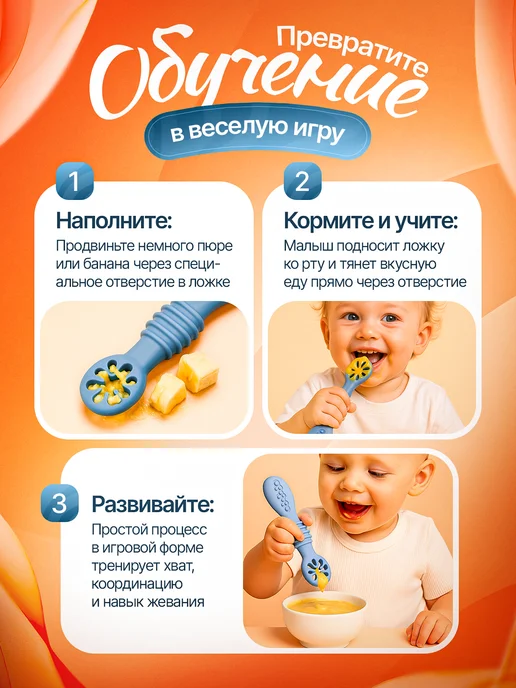 Набор посуды для кормления малышей Обучающая ложка для прикорма, серый, фото 3