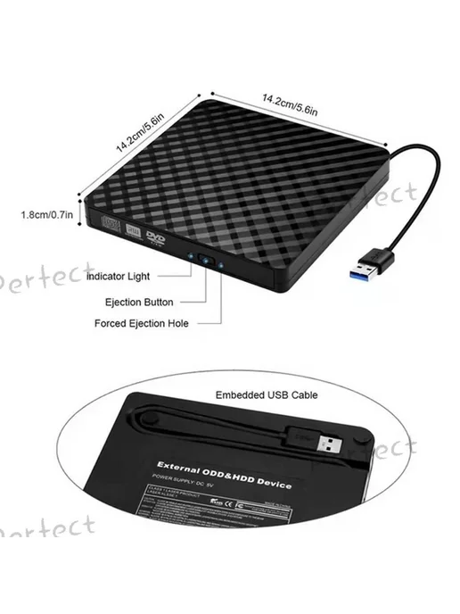 Внешний CD DVD привод USB 3 0 ультратонкий, вариант, фото 3