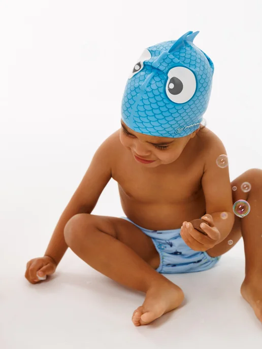PROPERĀ Шапочка FLEXIFIT SILK EFFECT PRINT MINI FRIENDS AQUA FISH, голубой, фото 8