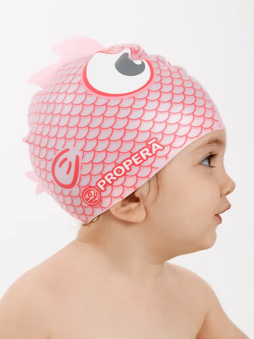 PROPERĀ Шапочка FLEXIFIT SILK EFFECT PRINT MINI FRIENDS AQUA FISH, розовый, фото 7