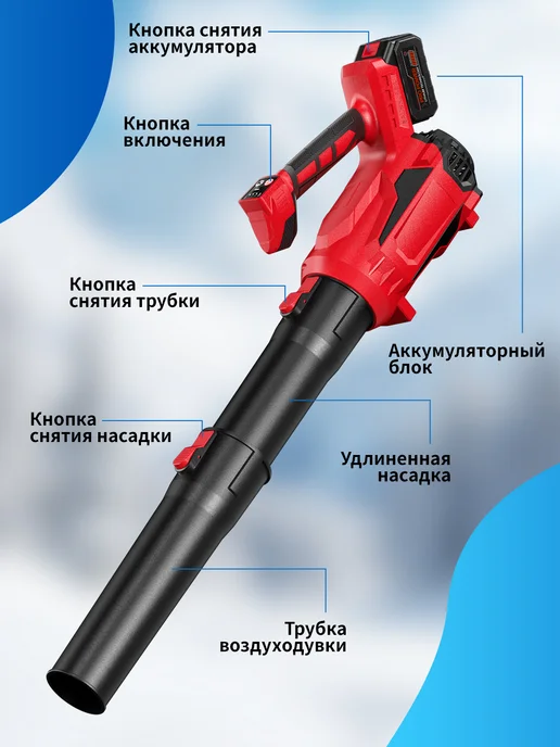 Waytoolgo Аккумуляторная воздуходувка бесщеточная, 21 В, вариант, фото 7